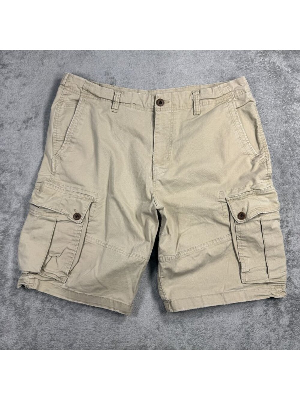 Y2K 2000s Distressed American Eagle Flex Baggy Tan Cargo Shorts Mens 38 Grunge